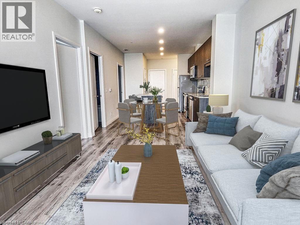 104 GARMENT Street Unit# 1602=Living room with light wood-type flooring